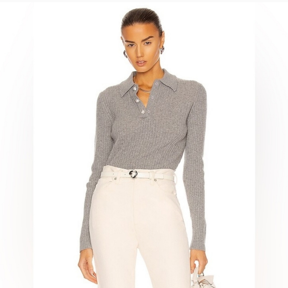Ganni Gray Ribbed Sweater - Picture 2 of 11